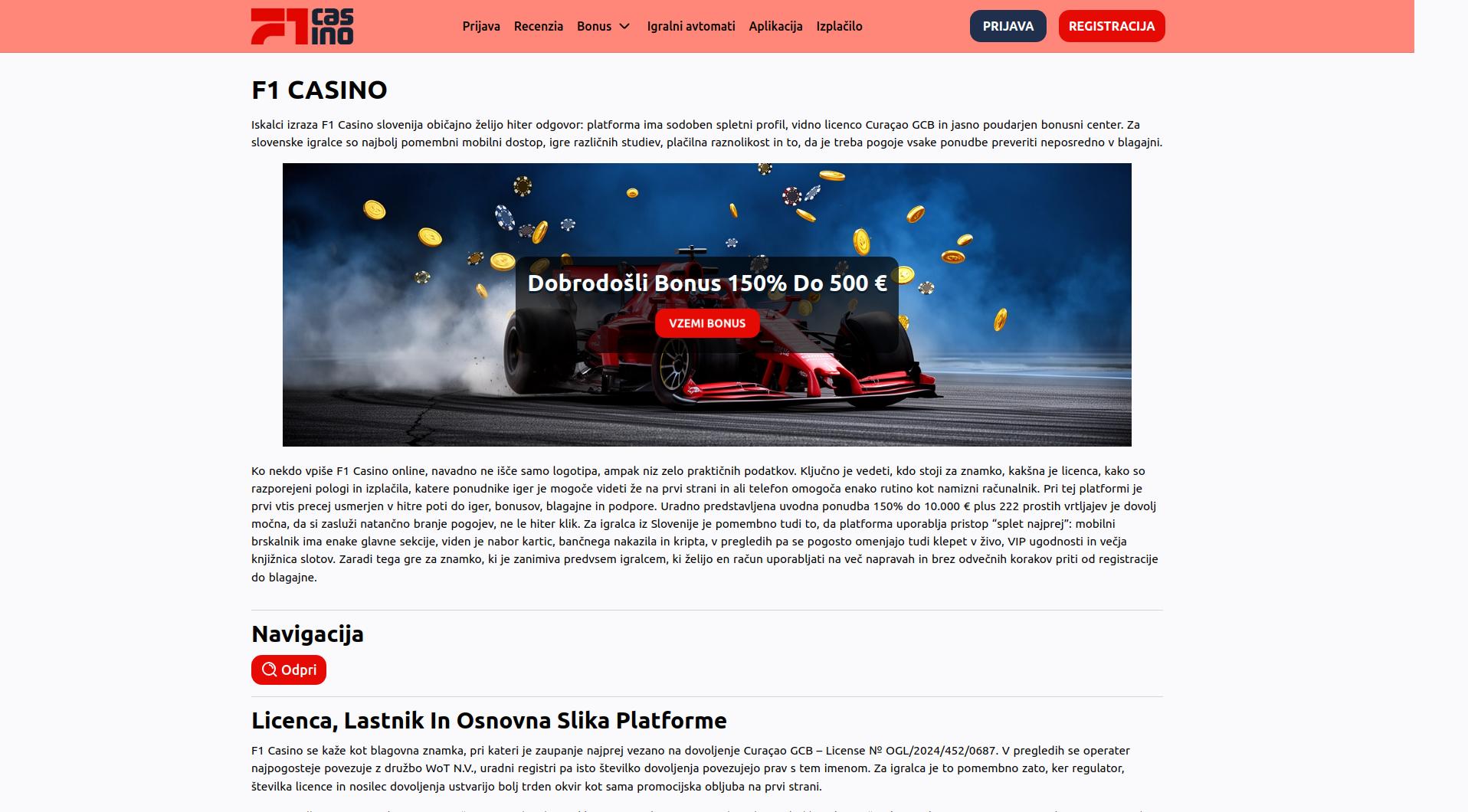 F1 Casino Pros And Cons For Slovenia Players: Honest Breakdown